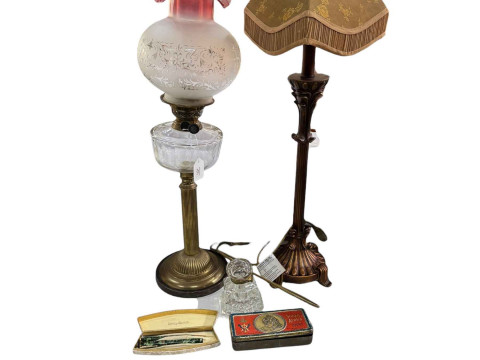 Victorian brass oil lamp, gilt table lamp, Victorian Charles Green portable...