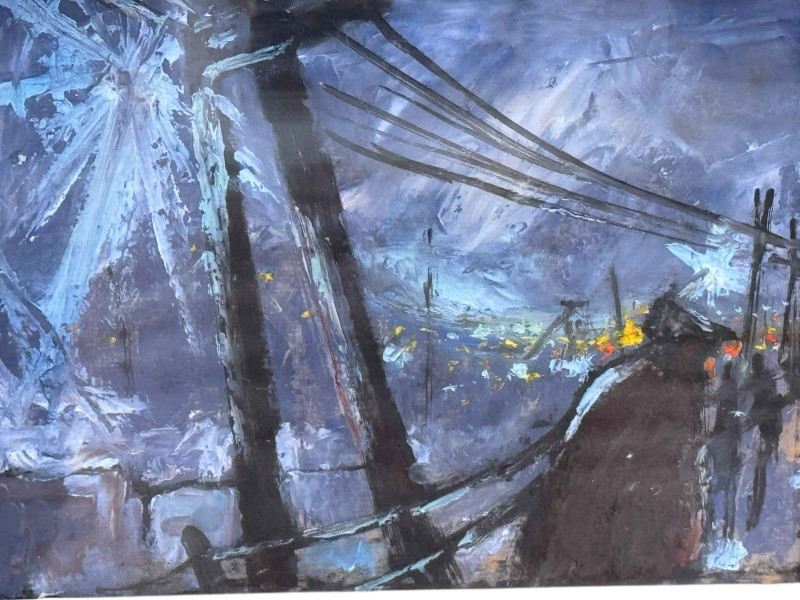 Norman Cornish, Sketch for Pit Road, oil on paper, framed, 34cm by 41cm including frame, Gallery label verso. *ARR (Artists Resale Royalty Charge) may apply to this lot*.