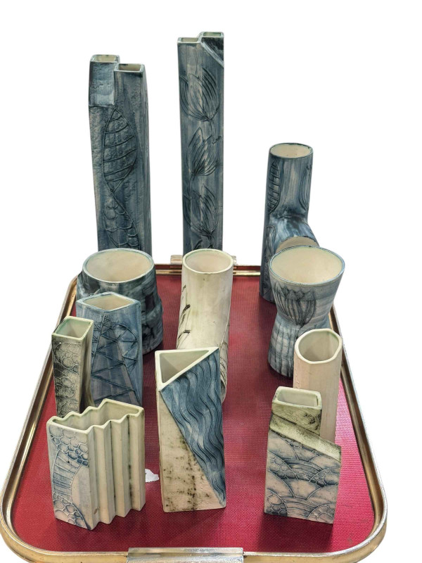 Collection of Carn Pottery Penzance including assorted vases, all signed by J. Beusmans.