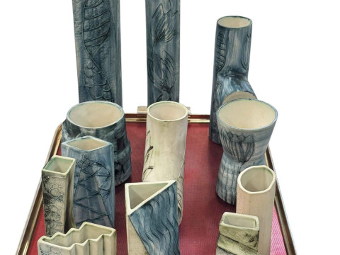 Collection of Carn Pottery Penzance including assorted vases, all signed...