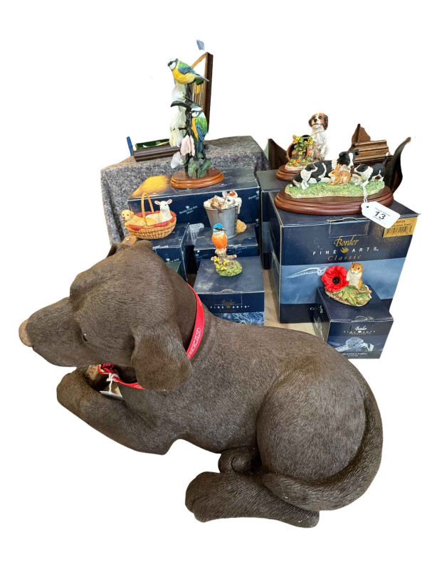 Collection of Border Fine Arts including Dogs, Blue Tits, Kingfisher, and a Sandicast Labrador Pup (all boxed).