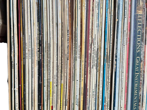 Three boxes of LP and single records. thumbnail