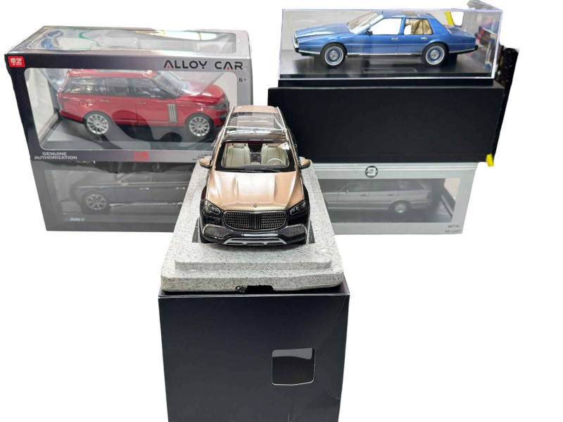 Five Performance model vehicles; Paragon Mercedes-Maybach GLS 600, 1996 BMW 5 Series Touring, 1986 Aston Martin Lagonda, Range Rover and BMW I7 (all boxed).