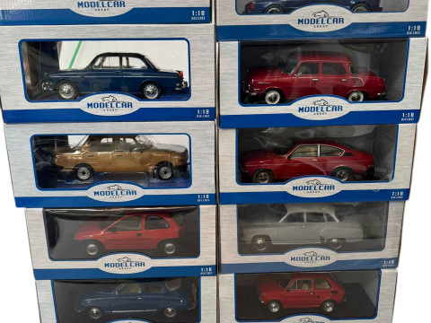 Ten Modelcar Group model vehicles including Fat 126, Vauxhall Corsa, Saab...