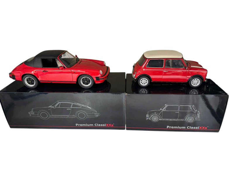 Five Premium Classixxs model cars including Audi R8, Porsche 911 Carrera's and Mini Cooper (all boxed).