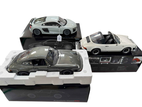 Five Premium Classixxs model cars including Audi R8, Porsche 911 Carrera's...