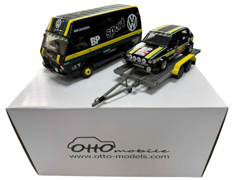 Otto Mobile VW Rally pack including VW LT, VW Golf MKI and Trailer, boxed.