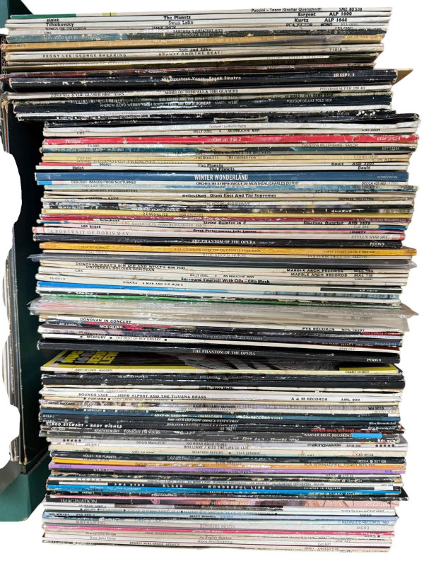 Four boxes of LP records and box sets.