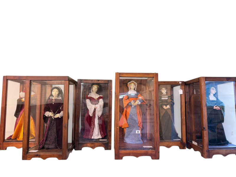 Doncaster Museum Service, set of six wax models of Henry VIII wives, four period costume models (all cased) and a scratch model of a windmill.