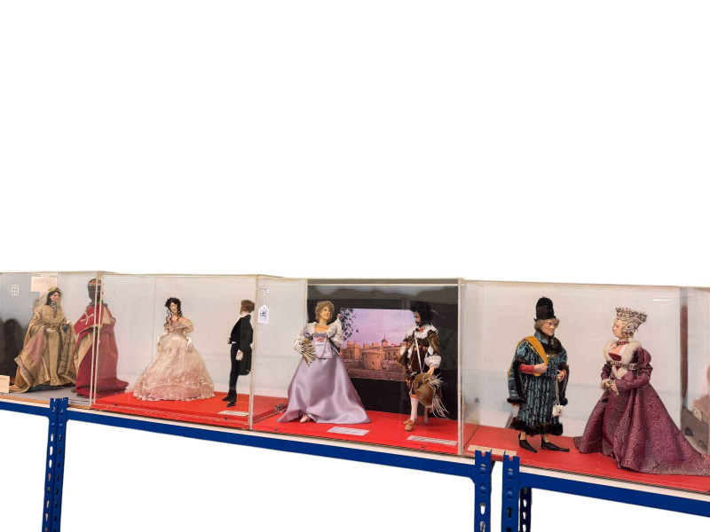 Doncaster Museum Service, set of six wax models of Henry VIII wives, four period costume models (all cased) and a scratch model of a windmill.