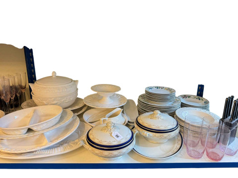 Collection of glass, china, metalwares, wristwatches, collectors plates...