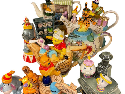 Collection of nine Paul Cardew novelty teapots including seven Disney...