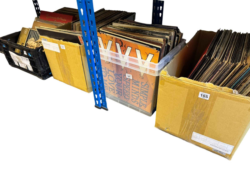 Four boxes of LP, 12inch and 7inch records.