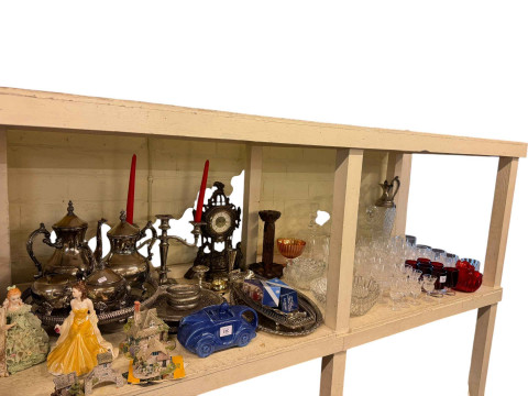 Large collection of glass, china, silver plated ware including Wedgwood...