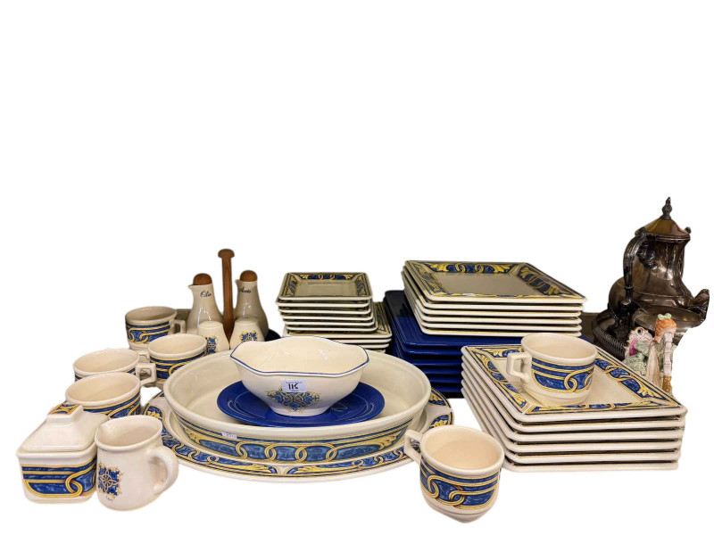 Large collection of glass, china, silver plated ware including Wedgwood Jasper and collectors plates, three Lladro, Wedgwood and Royal Worcester figures, commemorative mugs, dinnerware, etc.