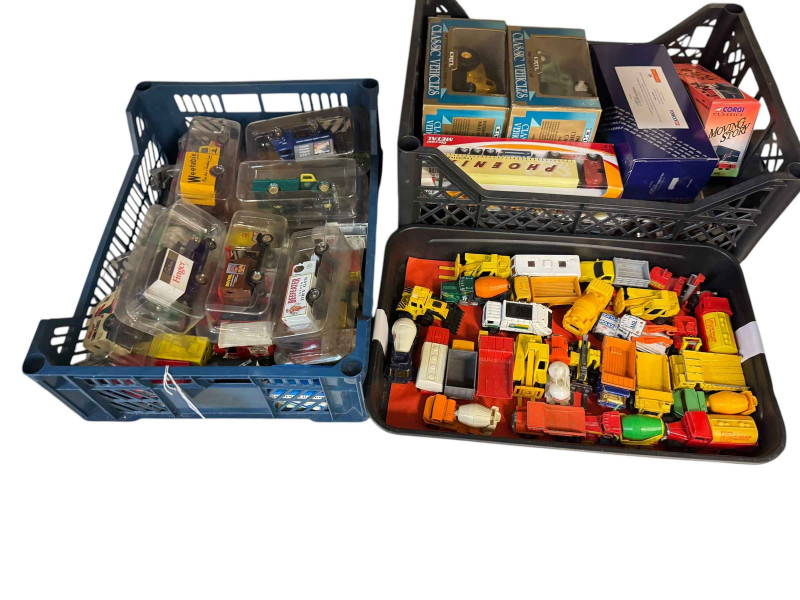 Collection of diecast trucks, etc.