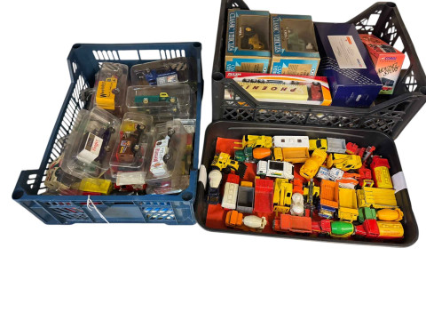 Collection of diecast trucks, etc.