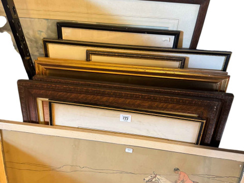 Collection of china including blue and white plates, Wedgwood mugs, Border Fine Arts foxes, vintage newspapers, books, table cloths, pictures, etc. thumbnail