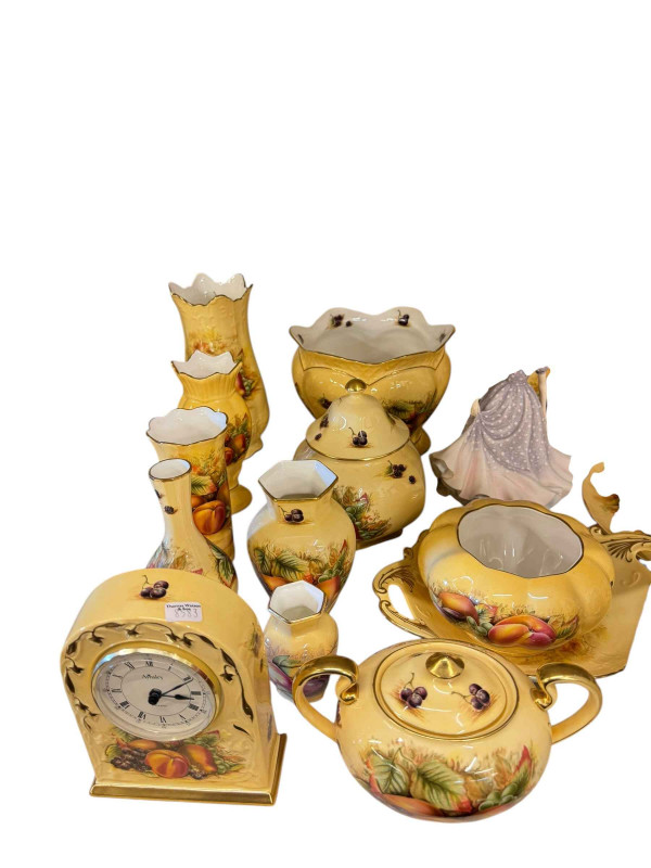 Collection of Aynsley Orchard Gold and Just Orchids, china posies, two Old Tupton Ware vases and photograph frame, various china, pictures, etc.