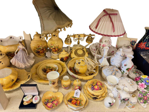 Collection of Aynsley Orchard Gold and Just Orchids, china posies, two Old Tupton Ware vases and photograph frame, various china, pictures, etc. thumbnail