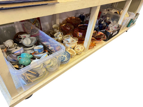 Large collection of glass and china including Carnival glass bowls, two...