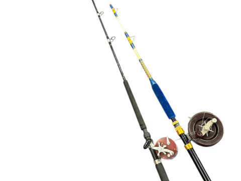 Custom built 6ft 6 heavy duty sea fishing boat rod with reel and Abu Garcia...