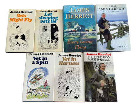 Seven James Herriot volumes including 1st editions and two signed by the...