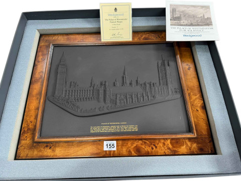 Wedgwood The Palace of Westminster framed plaque in black basalt number...