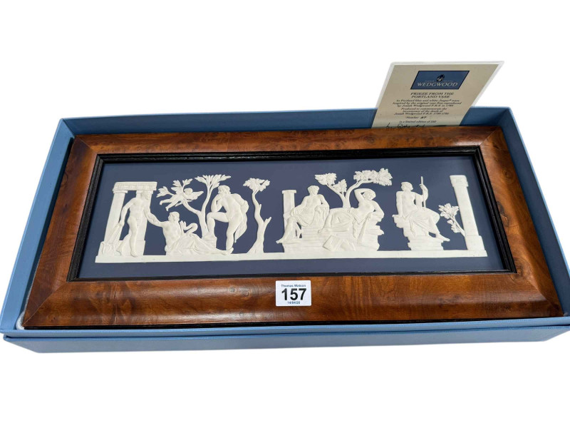 Wedgwood plaque Frieze from the Portland Vase, number 27/250, boxed with certificate.