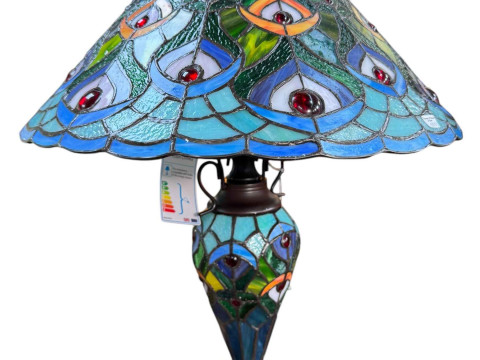 Tiffany style table lamp with shade, 62cm high.