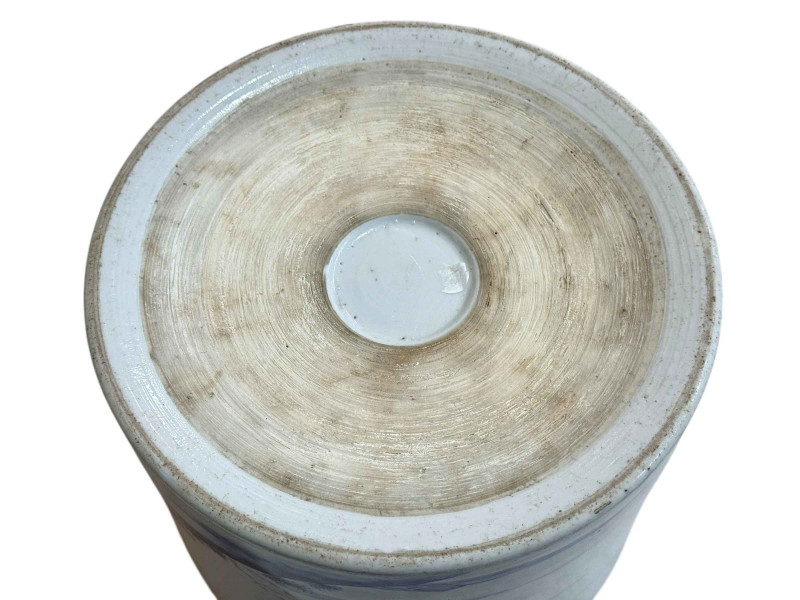 A large Chinese brush washer decorated with village and mountain scene, 18.5cm diameter.