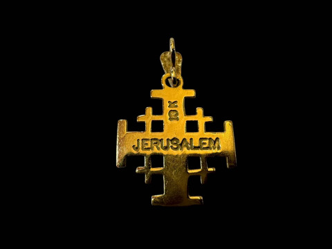 18 carat gold JERUSALEM cross pendant. thumbnail