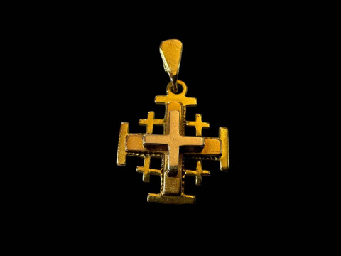 18 carat gold JERUSALEM cross pendant.