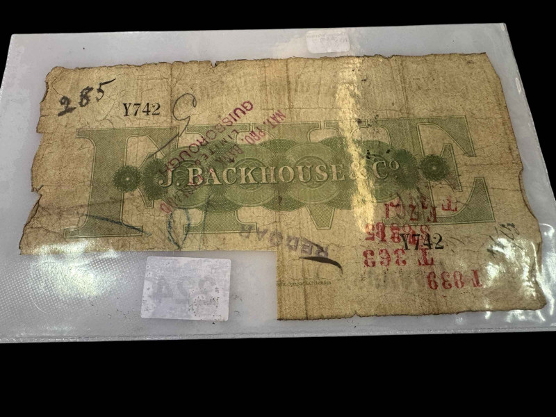 Old Stockton on Tees £5 bank note.