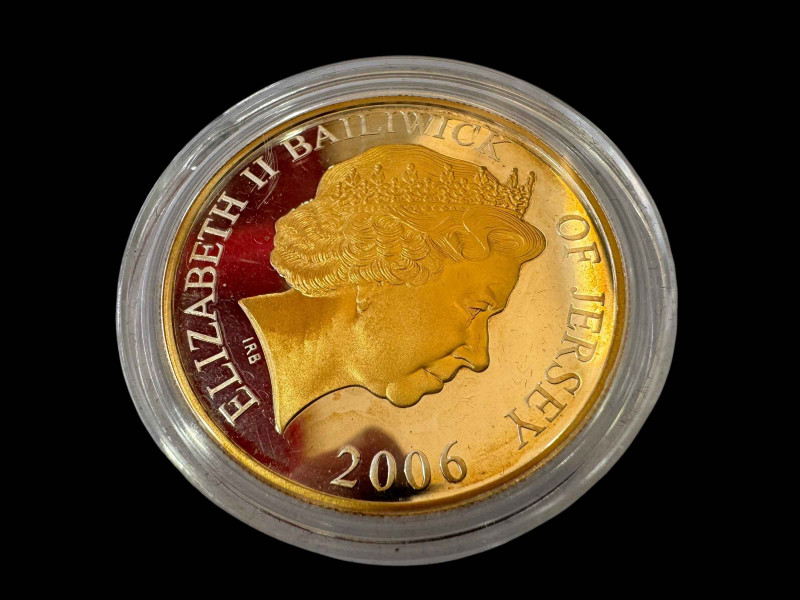 Silver proof 5 Jersey pound crown to commemorate Queen Elizabeth II birthday.