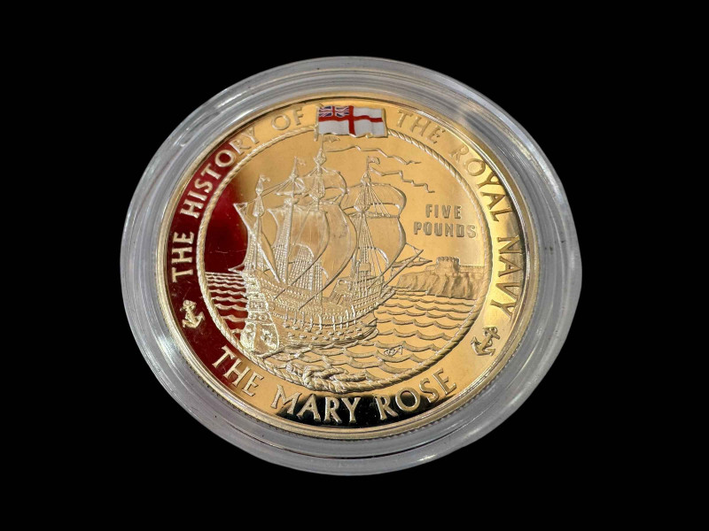 Silver proof 5 pound coin The History of the Royal Navy The Mary Rose.