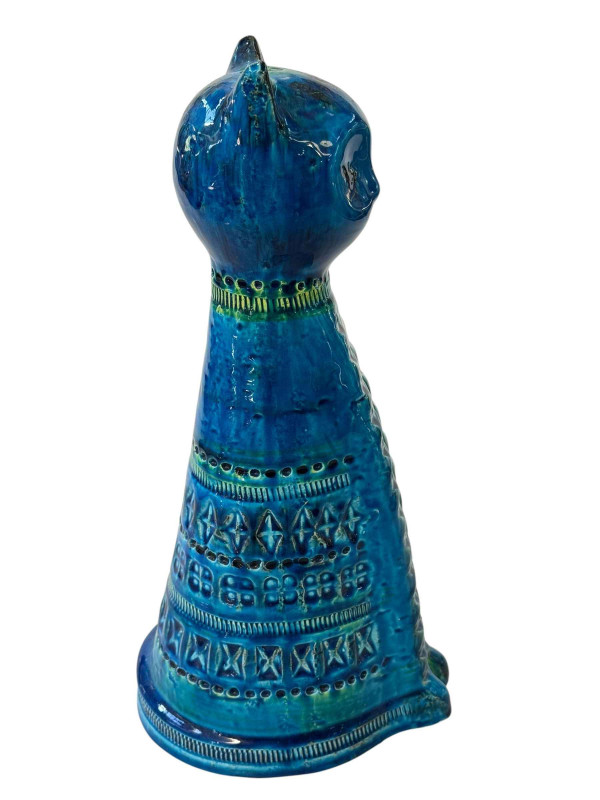 Bitossi Rimini Blu sitting cat by Aldo Landi, 33cm.