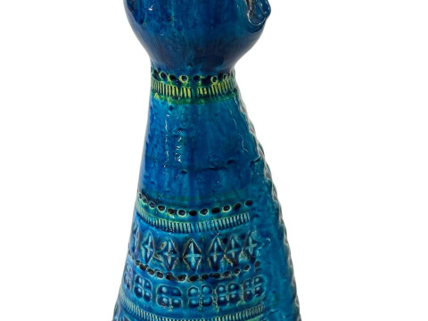 Bitossi Rimini Blu sitting cat by Aldo Landi, 33cm. thumbnail