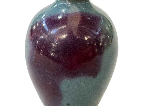 Chinese Jun ware Song dynasty vase with purple oxblood and blue glaze,...