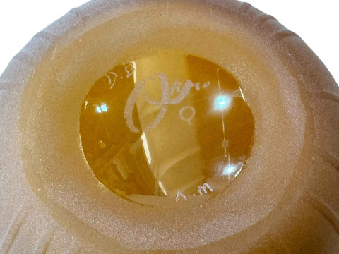 Okra glass vase signed with initials, D Barras, 5.75cm. thumbnail