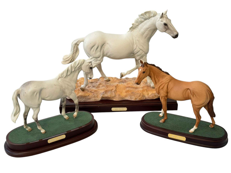 Three Royal Doulton horses, Milton, Desert Orchid and Mr Frisk.