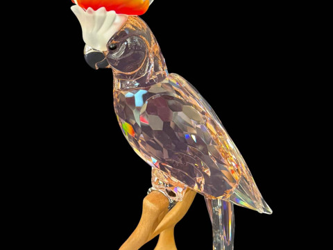 Swarovski crystal cockatoo, boxed.