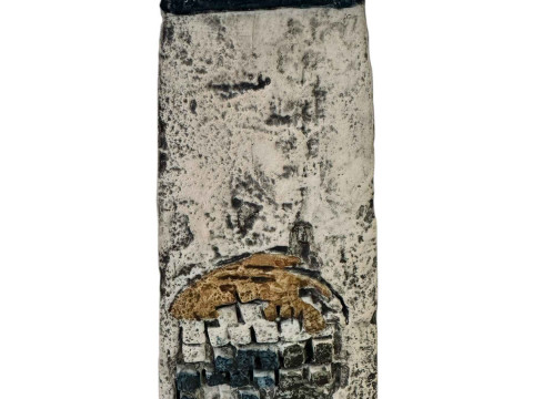 Troika coffin vase with domino design, 17cm.