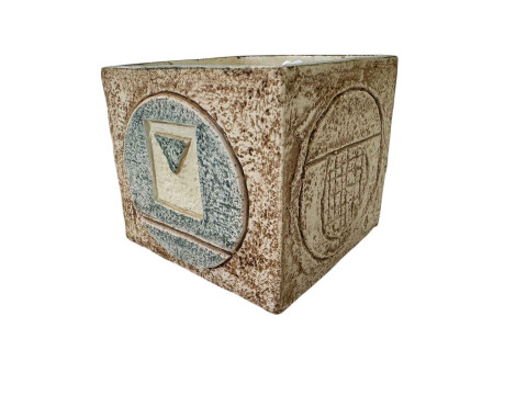 Troika square vase signed SL for Sue Lowe, 8cm. thumbnail