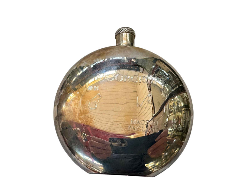 Moorcroft enamel and silver otter hip flask, boxed with certificate 29/75.