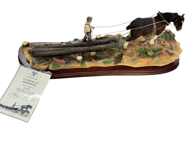 Border Fine Arts Logging, limited edition with certificate 47cm wide, packing box.