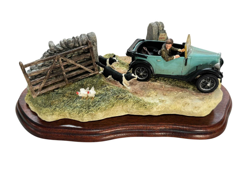 Border Fine Arts Second Brewed with certificate, 20cm high, boxed, Border Fine Arts Through the Hoop, with certificate, 19cm high, packing box and Border Fine Arts The Chase, 28cm wide, packing box.