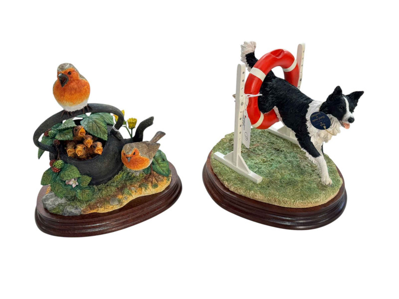 Border Fine Arts Second Brewed with certificate, 20cm high, boxed, Border Fine Arts Through the Hoop, with certificate, 19cm high, packing box and Border Fine Arts The Chase, 28cm wide, packing box.