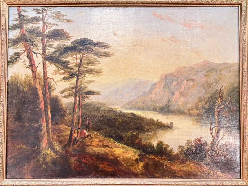 E A Pettitt, Matlock Dale, oil on canvas, signed and titled, 28.5cm by 49cm, in gilt frame and unsigned landscape oil on canvas, 44cm by 59cm, in gilt frame.