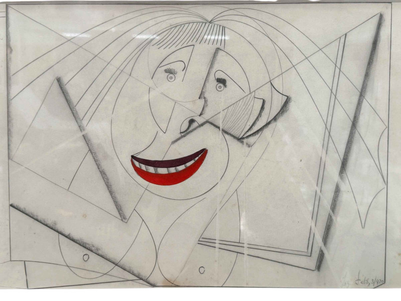 Dominic Fels, Woman Weeping for Pablo Ruiz alias Pablo (The Fake) Picasso, contemporary artwork, signed lower right, 30cm by 52cm, framed.